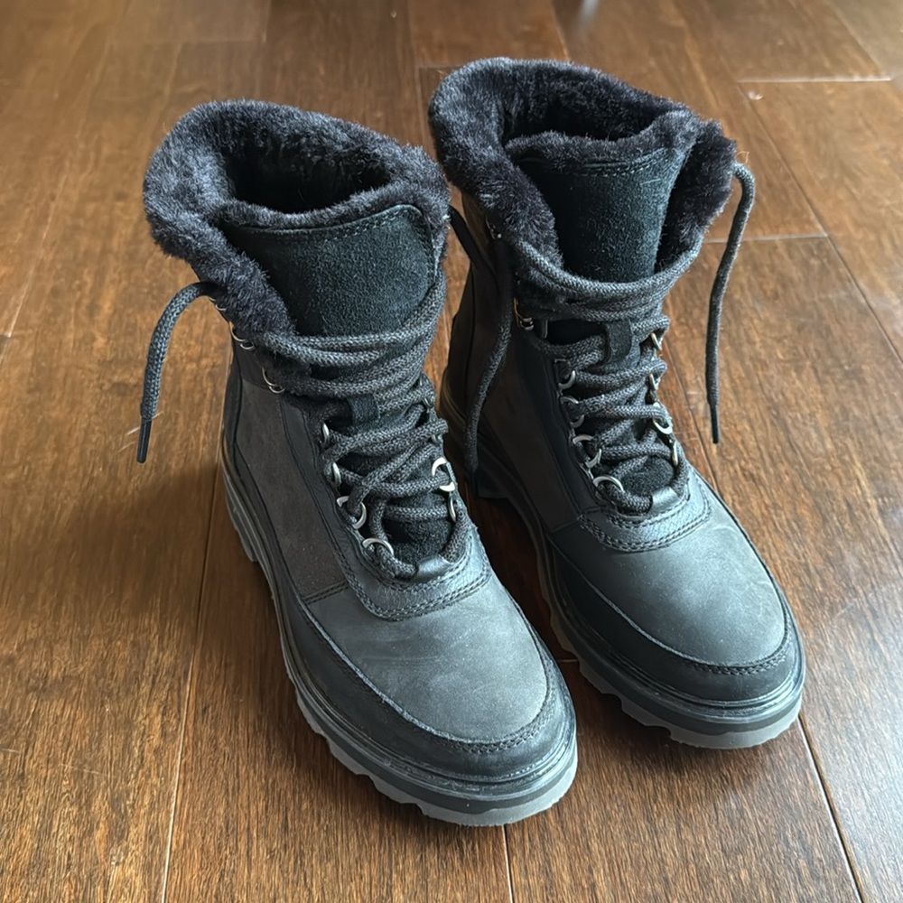 Sorel Lennox Waterproof Leather & Suede Boots Black | Women’s Size 6 - Picture 8 of 10